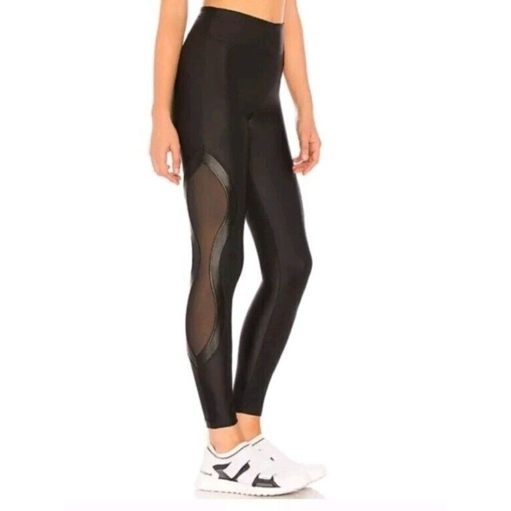 Revolve Koral Small Stance High Rise Leggings Black Mesh New
